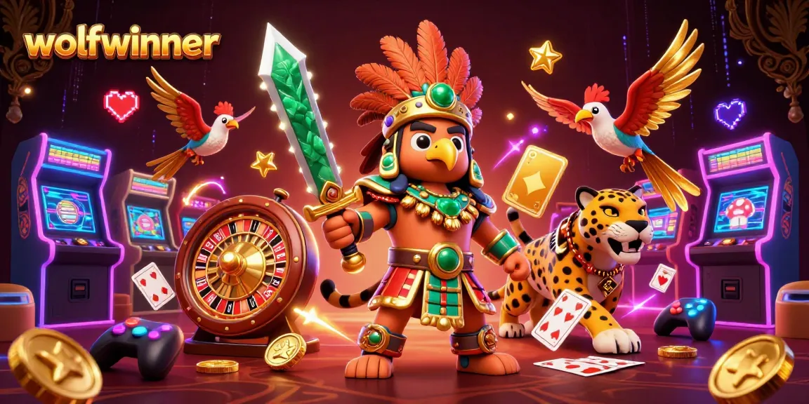 Spin the roulette wheel and win with wolfwinner's vibrant 3D gaming illustration showcasing colorful characters.